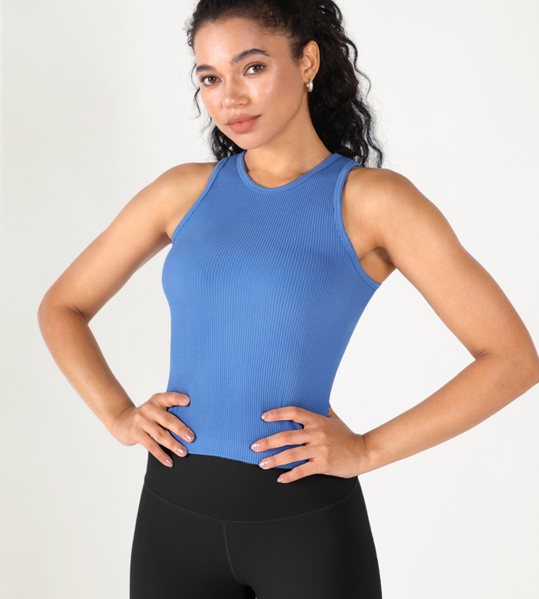 3-Pack Seamless Ribbed High Neck Tank Tops - ododos