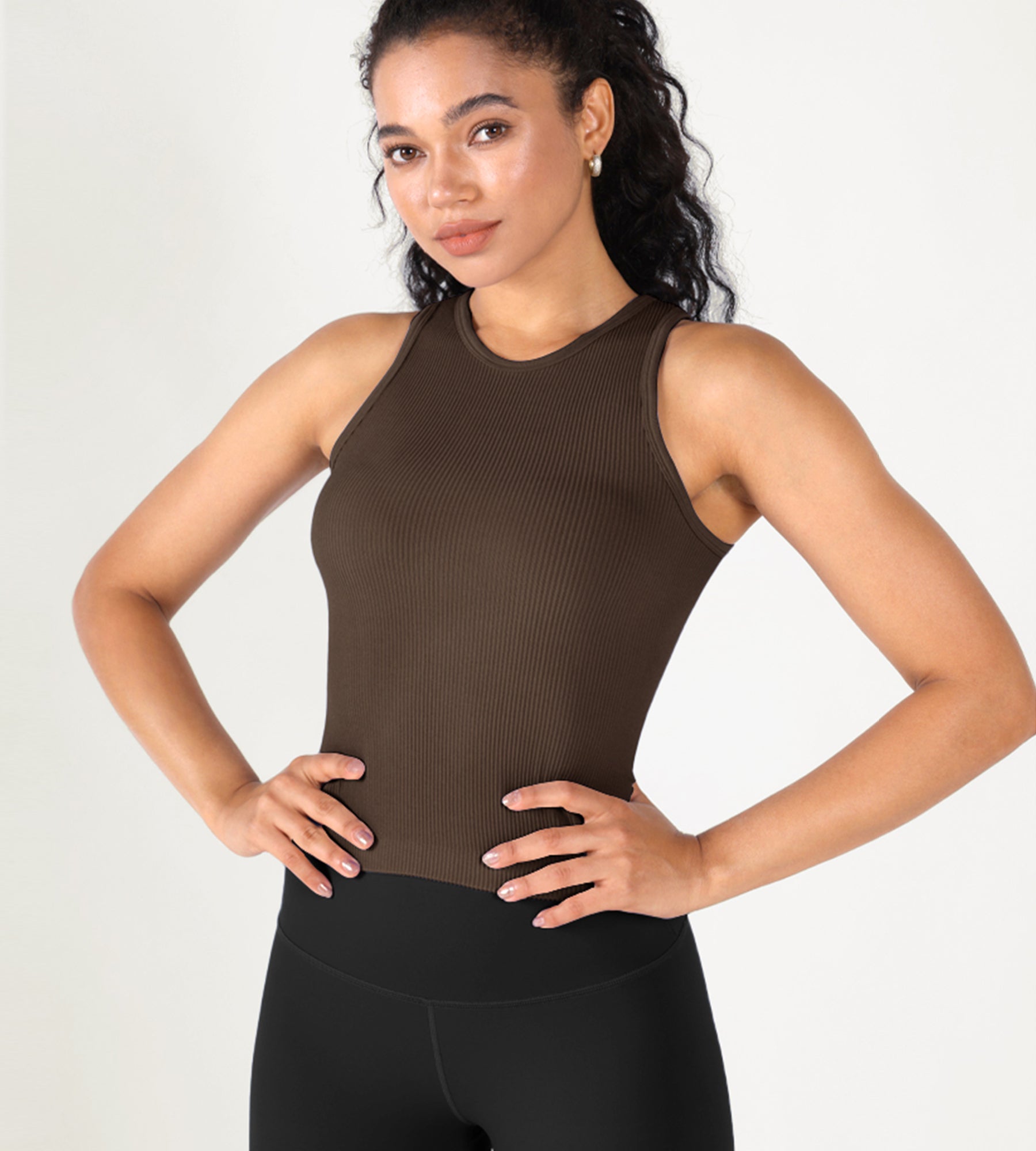 3-Pack Seamless Ribbed High Neck Tank Tops - ododos