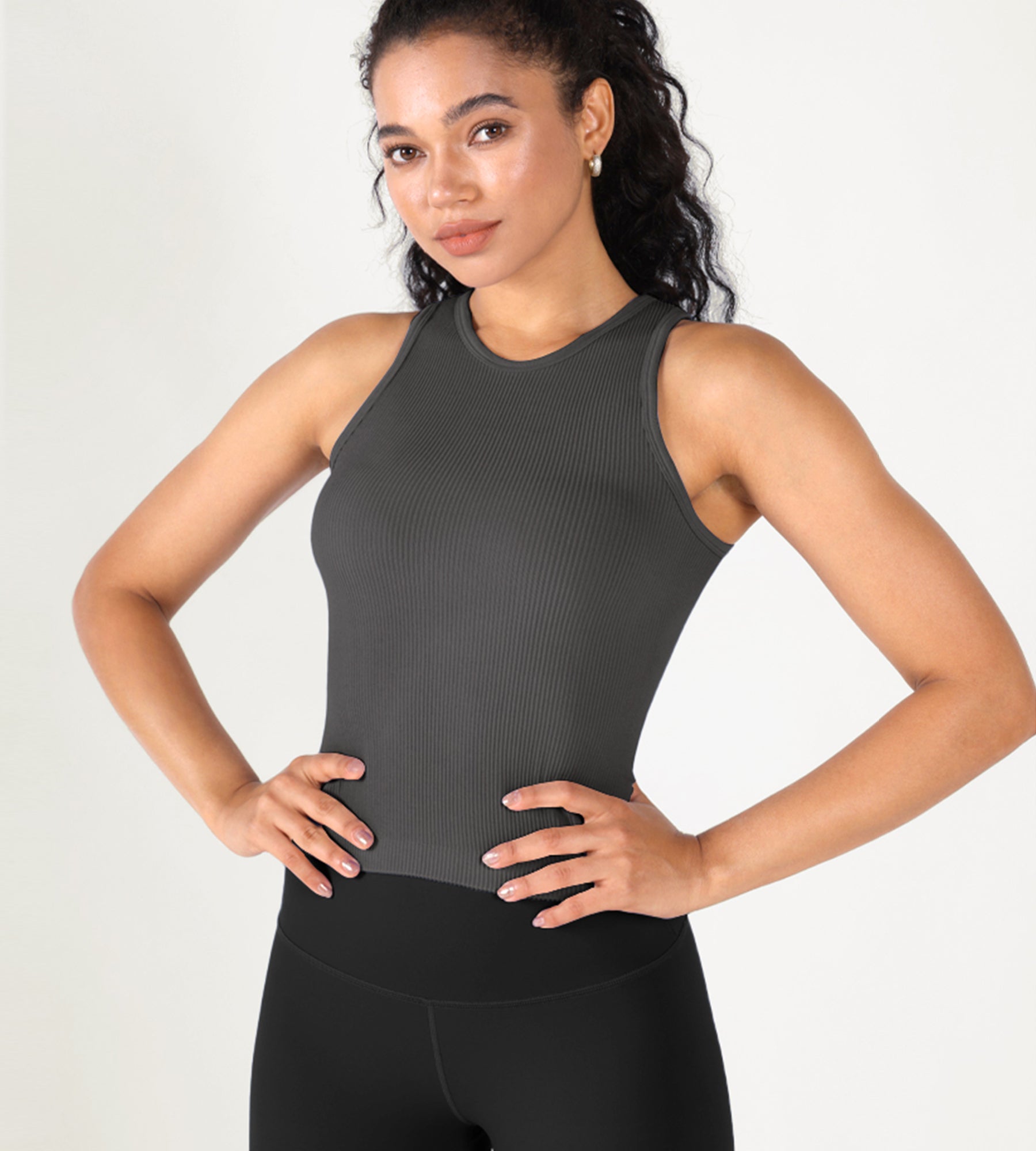 3-Pack Seamless Ribbed High Neck Tank Tops - ododos