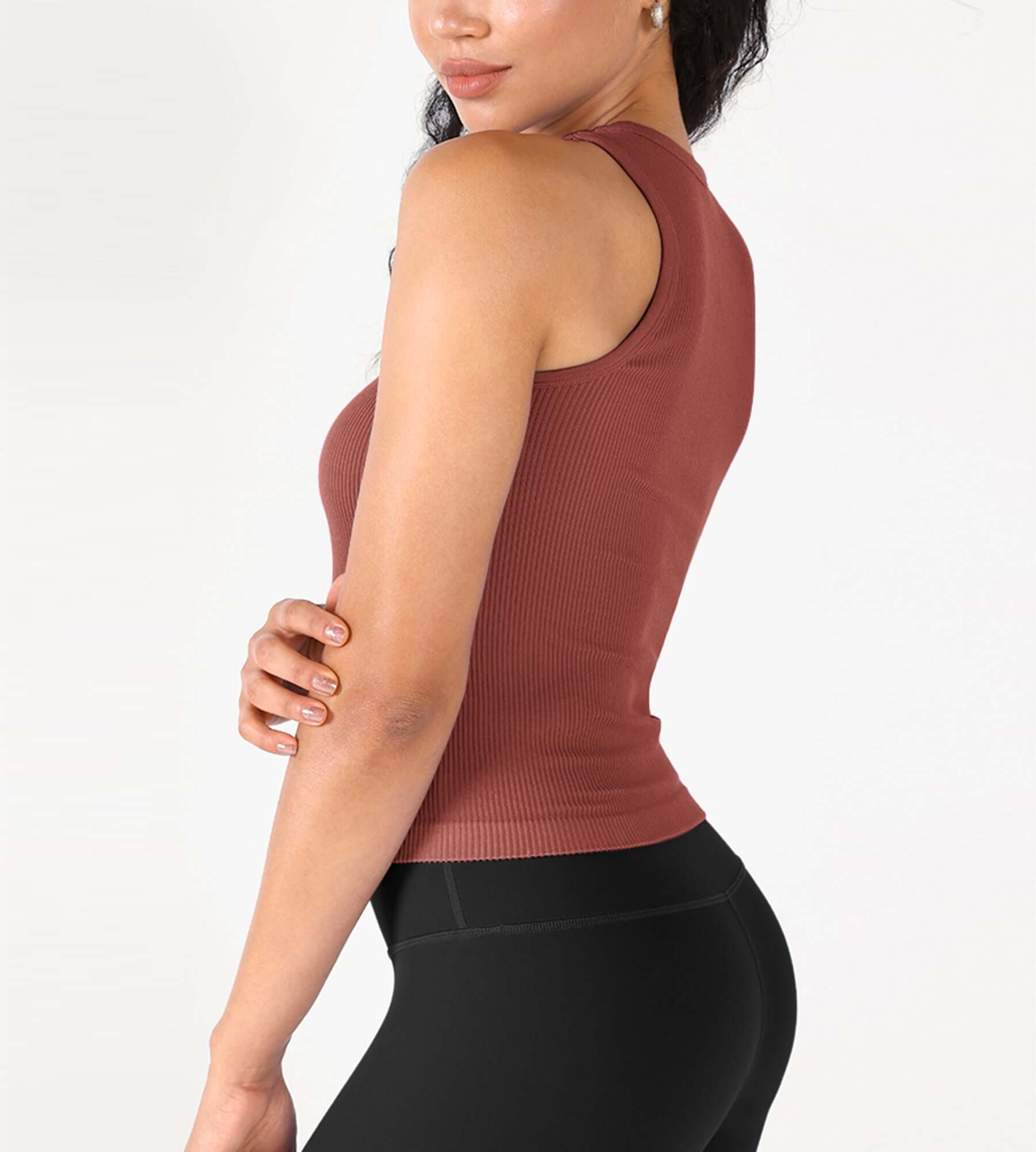 3-Pack Seamless Ribbed High Neck Tank Tops - ododos