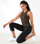 3-Pack Seamless Ribbed High Neck Tank Tops - ododos