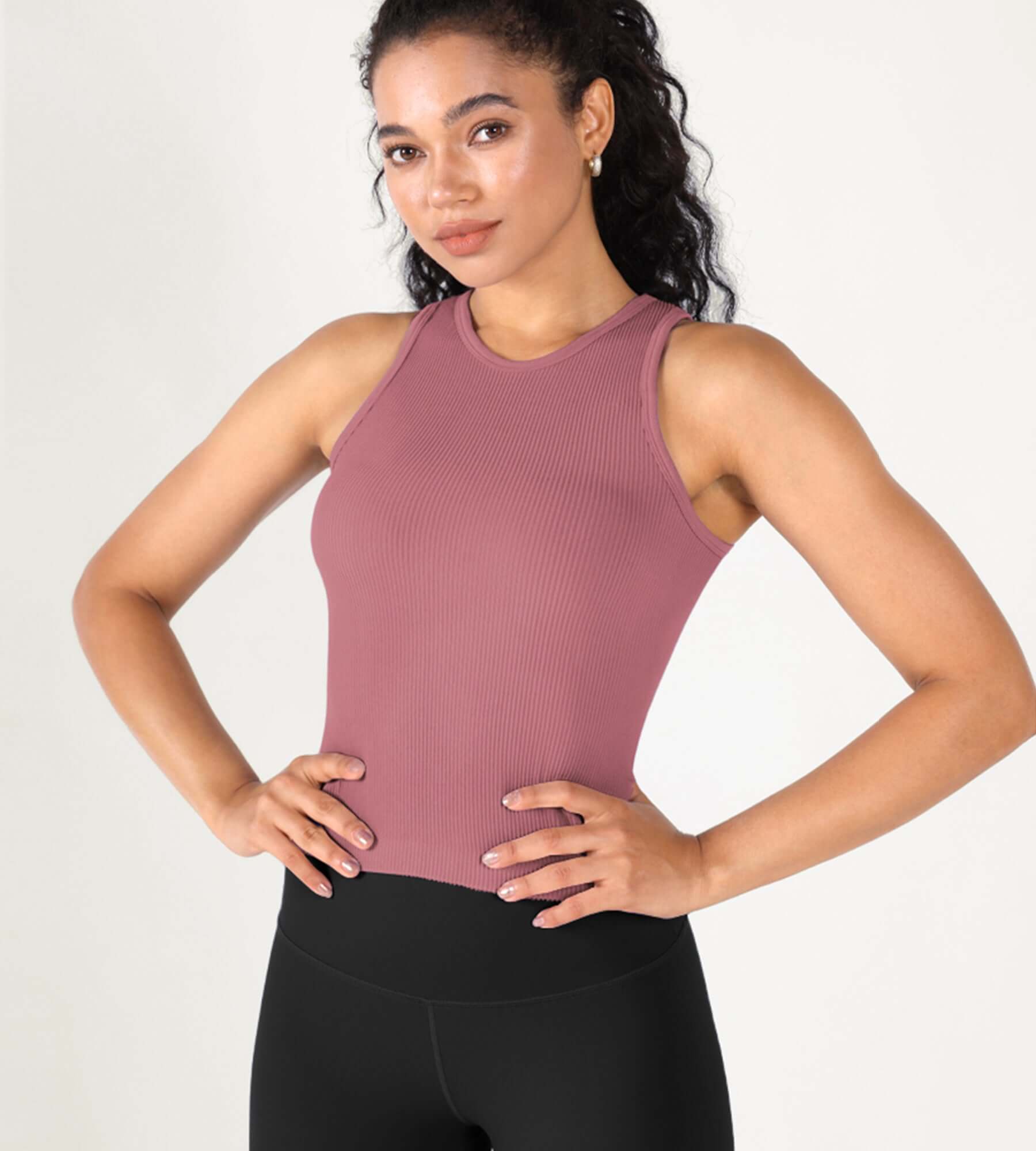 3-Pack Seamless Ribbed High Neck Tank Tops - ododos
