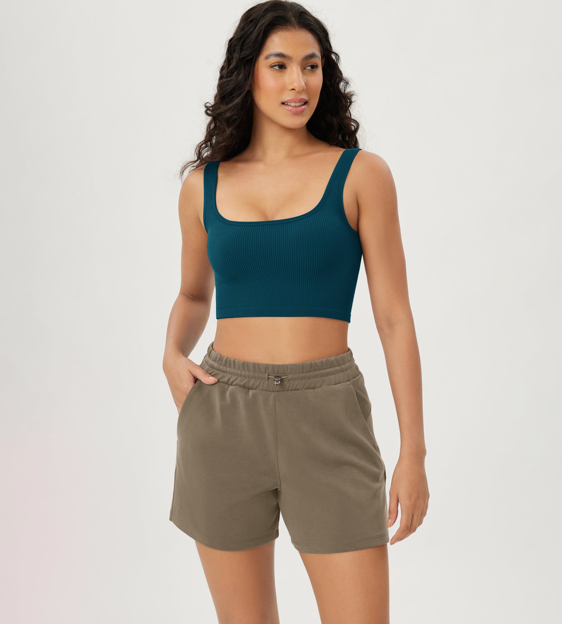 3-Pack Crop Length Seamless Square Neck Ribbed Knit Tank - ododos