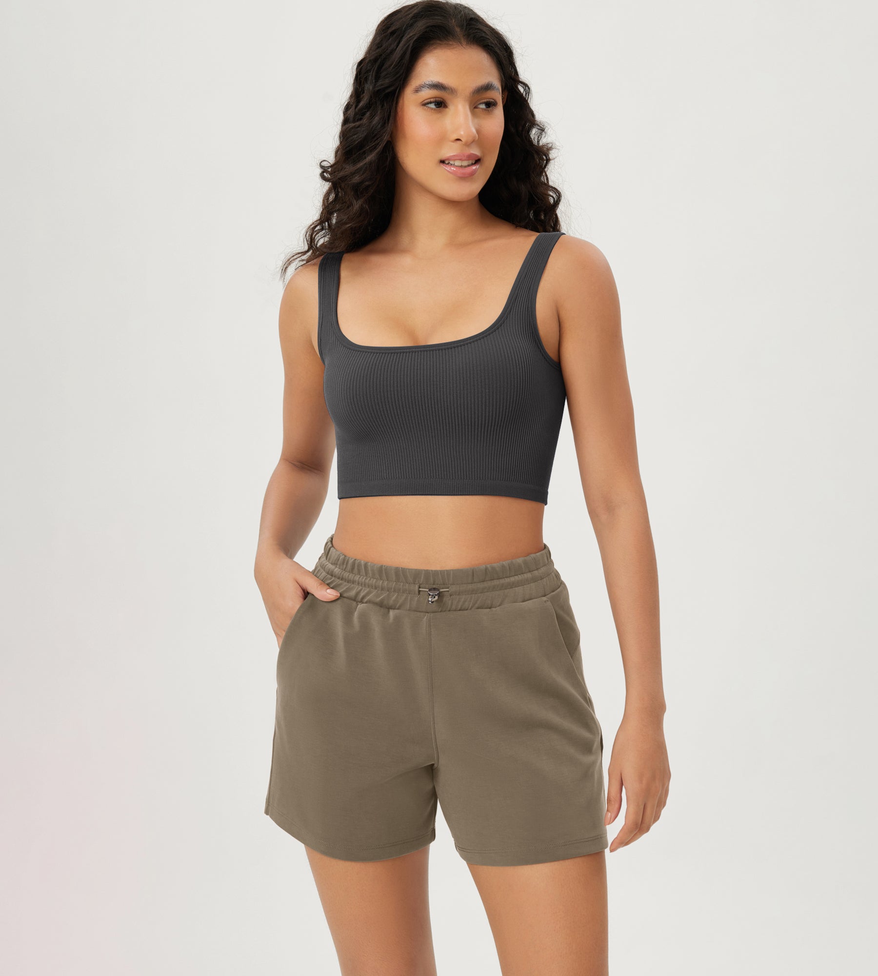 3-Pack Crop Length Seamless Square Neck Ribbed Knit Tank - ododos