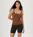 3-Pack Waist Length Seamless Square Neck Ribbed Knit Tank - ododos