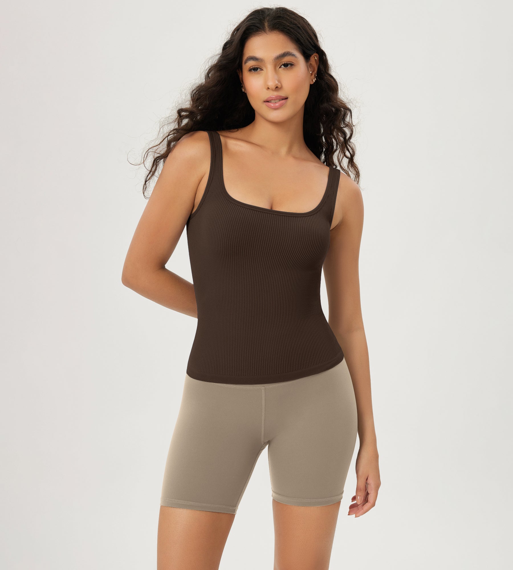 3-Pack Waist Length Seamless Square Neck Ribbed Knit Tank - ododos