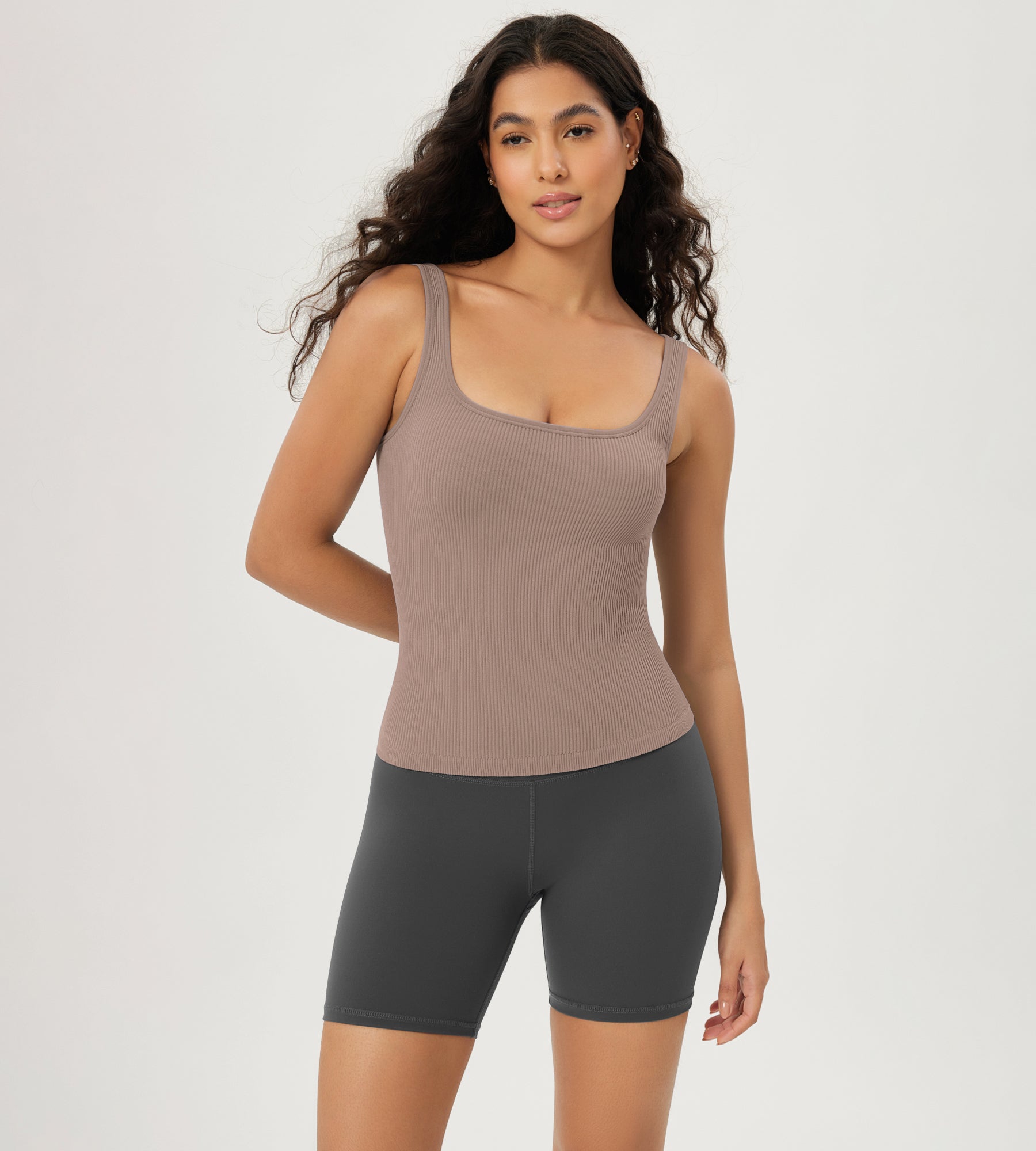 3-Pack Waist Length Seamless Square Neck Ribbed Knit Tank - ododos