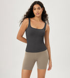 3-Pack Waist Length Seamless Square Neck Ribbed Knit Tank - ododos