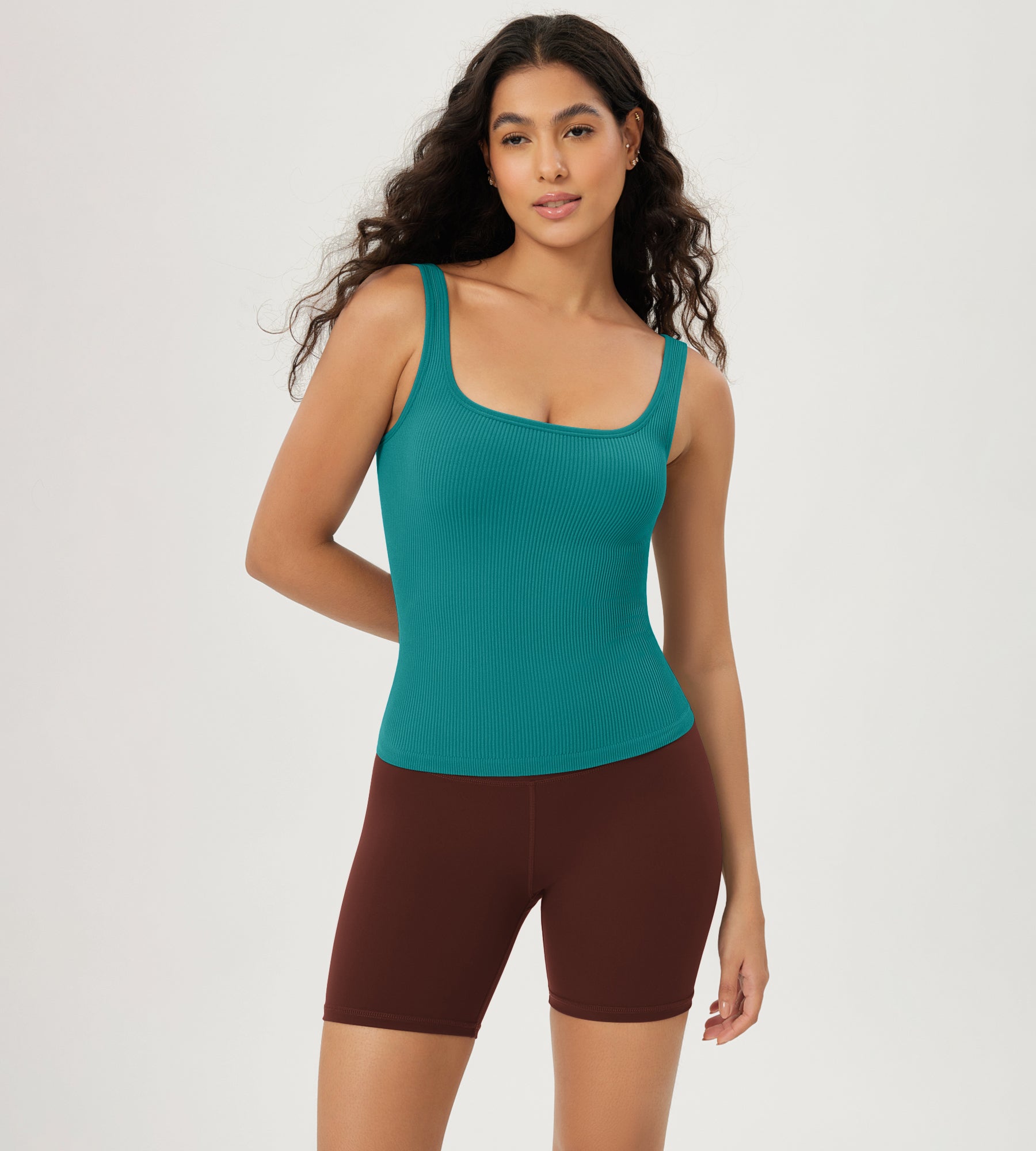 3-Pack Waist Length Seamless Square Neck Ribbed Knit Tank - ododos