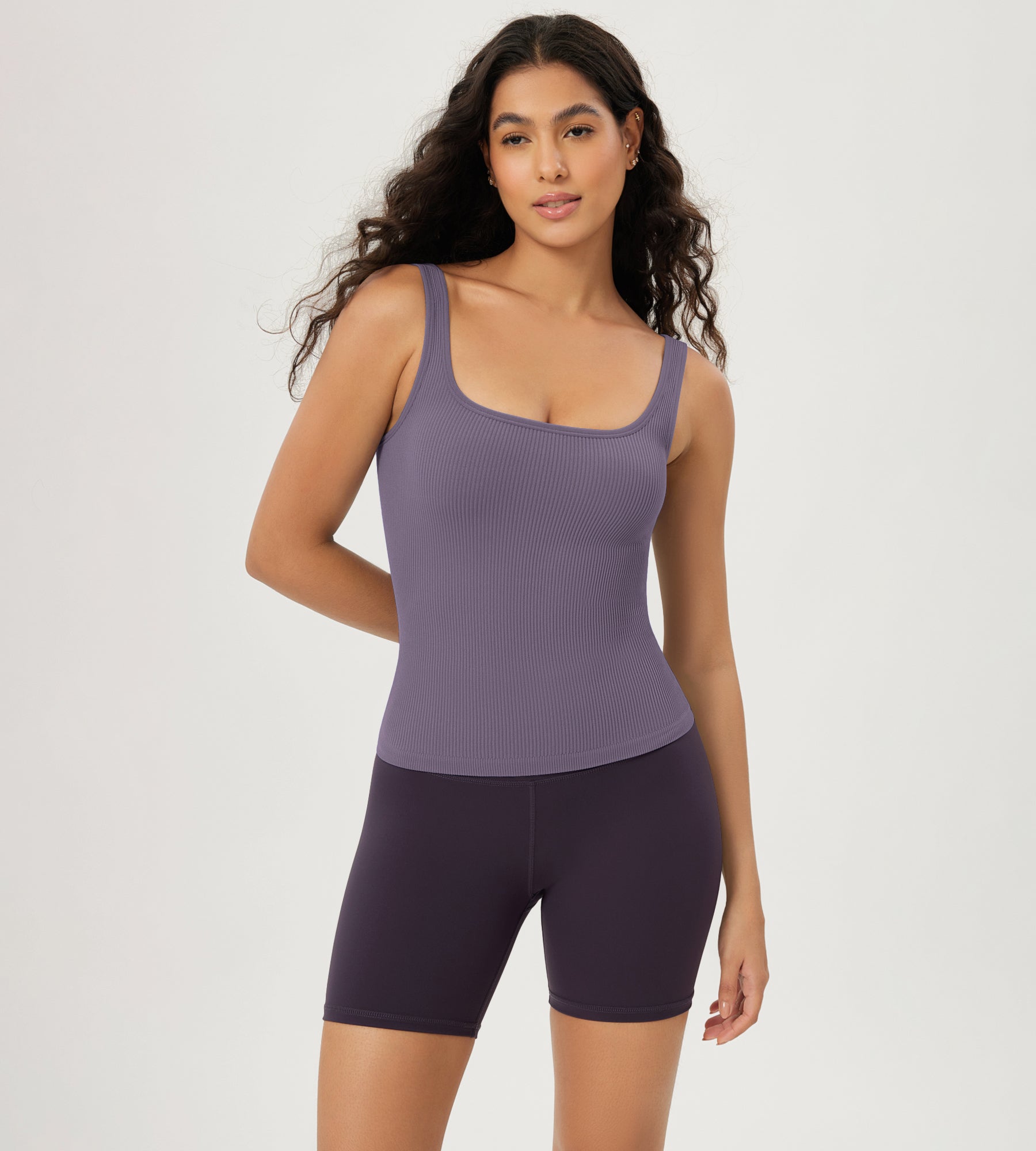 3-Pack Waist Length Seamless Square Neck Ribbed Knit Tank - ododos