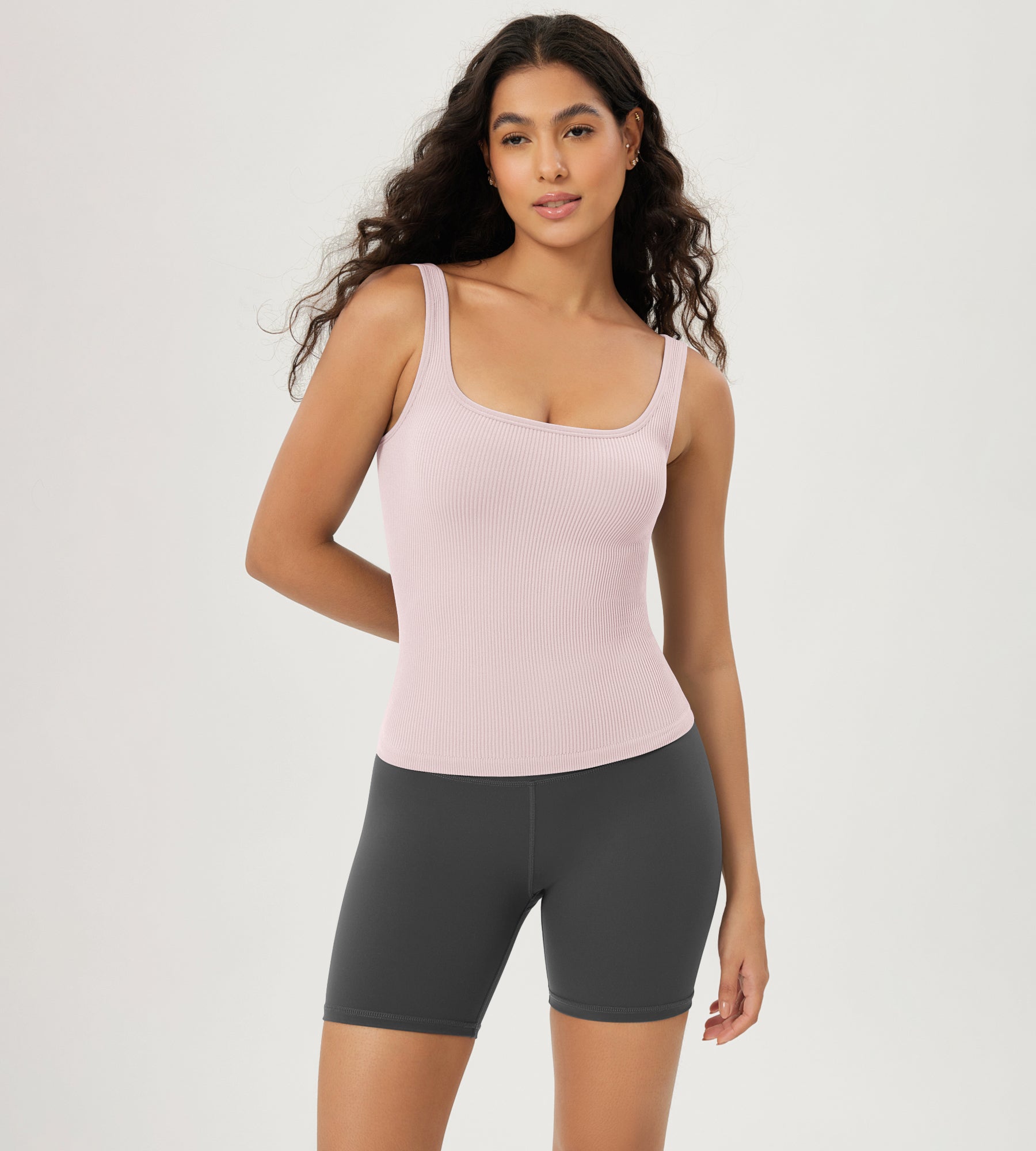 3-Pack Waist Length Seamless Square Neck Ribbed Knit Tank - ododos