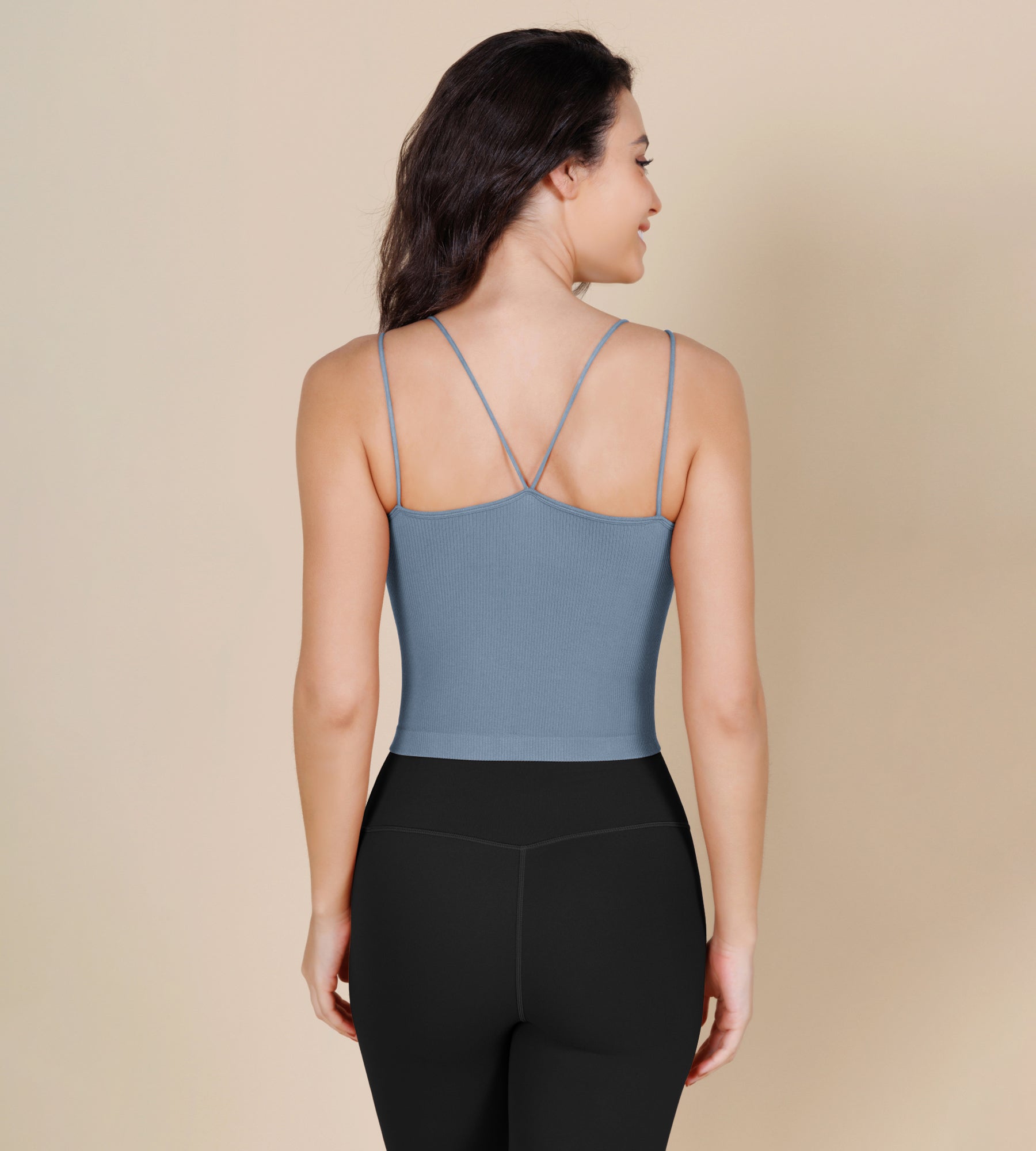 3 Pack Seamless Double Straps Cropped Ribbed Camisole - ododos