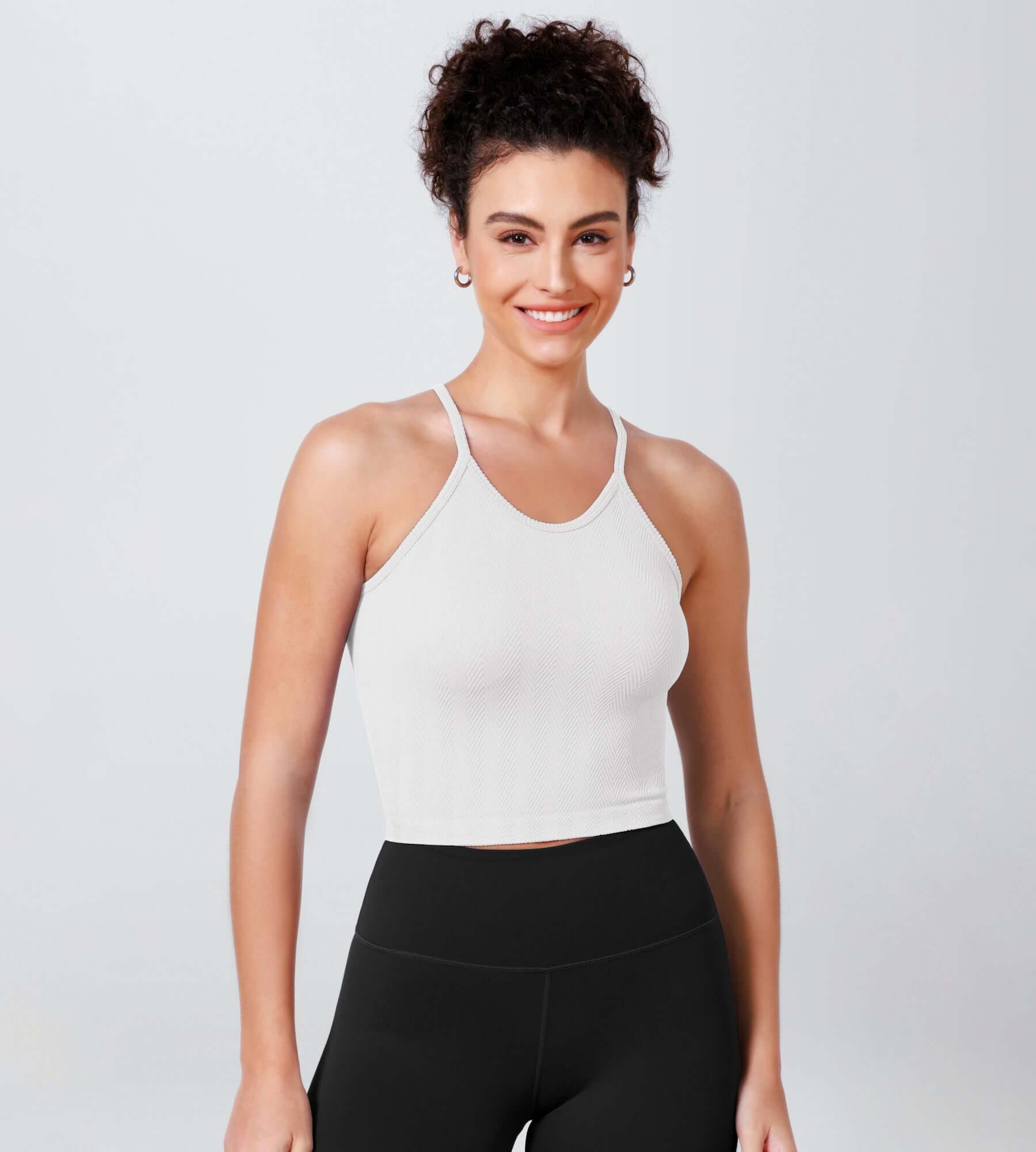 3-Pack Long Crop Length Herringbone Knit Seamless Soft Camisole Tank Tops - ododos