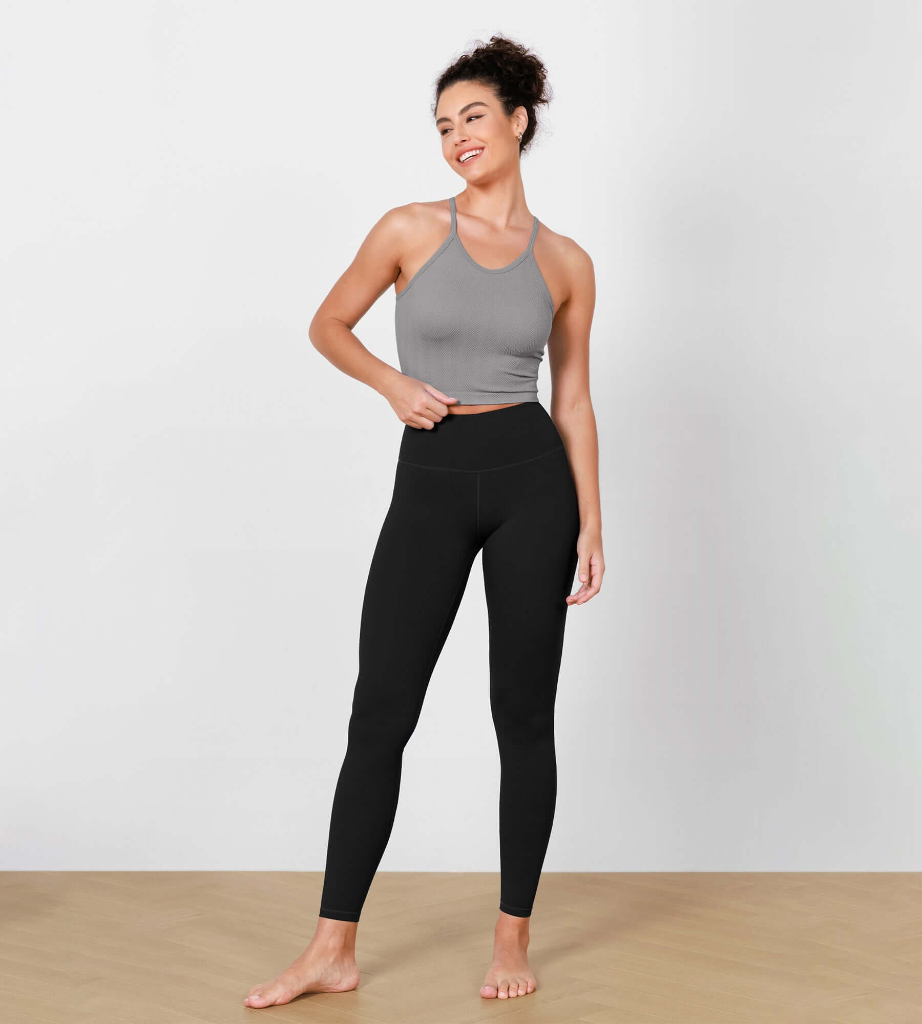 3-Pack Long Crop Length Herringbone Knit Seamless Soft Camisole Tank Tops - ododos