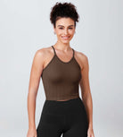 3-Pack Long Crop Length Herringbone Knit Seamless Soft Camisole Tank Tops - ododos