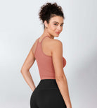 3-Pack Long Crop Length Herringbone Knit Seamless Soft Camisole Tank Tops - ododos