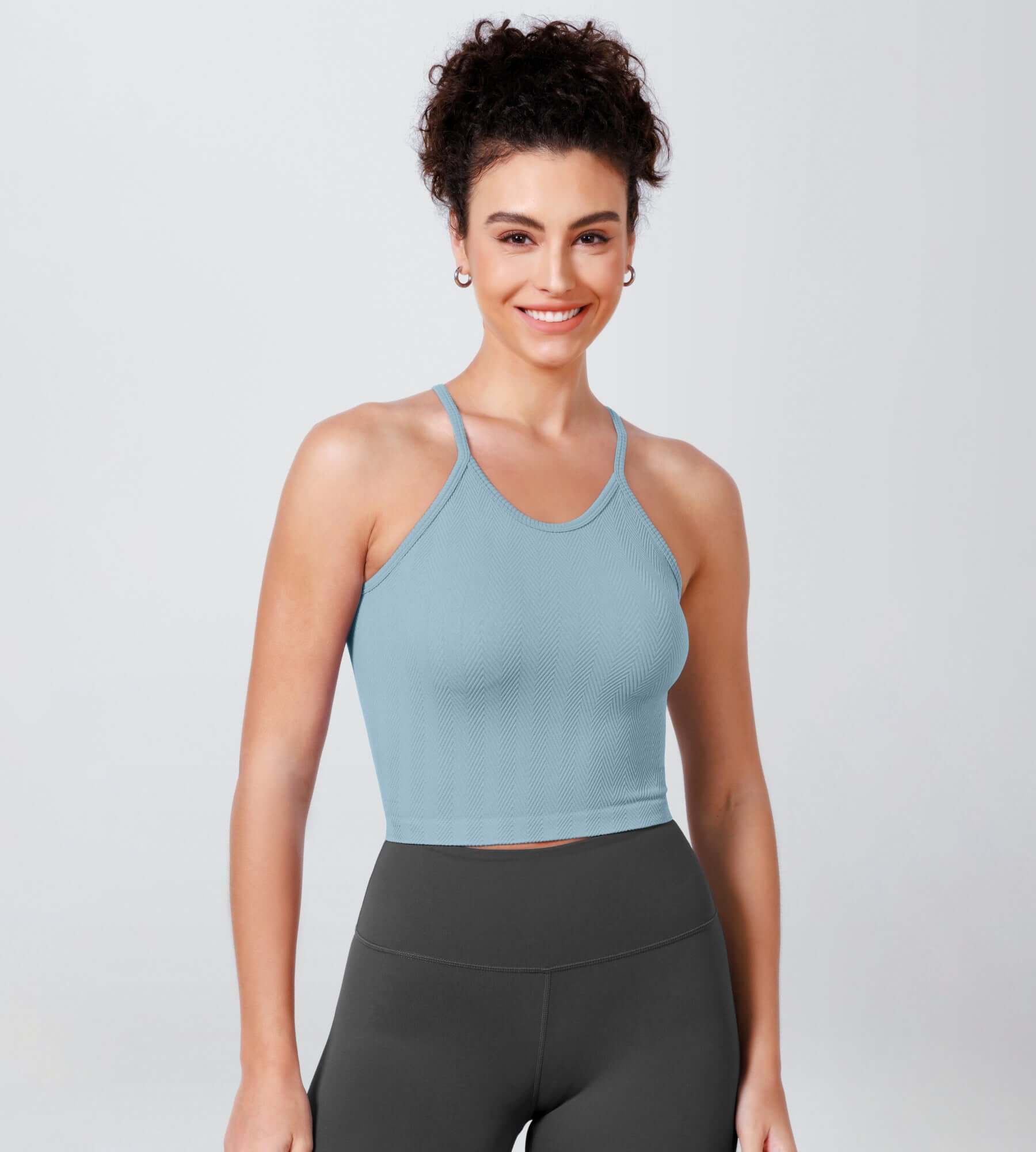 3-Pack Long Crop Length Herringbone Knit Seamless Soft Camisole Tank Tops - ododos