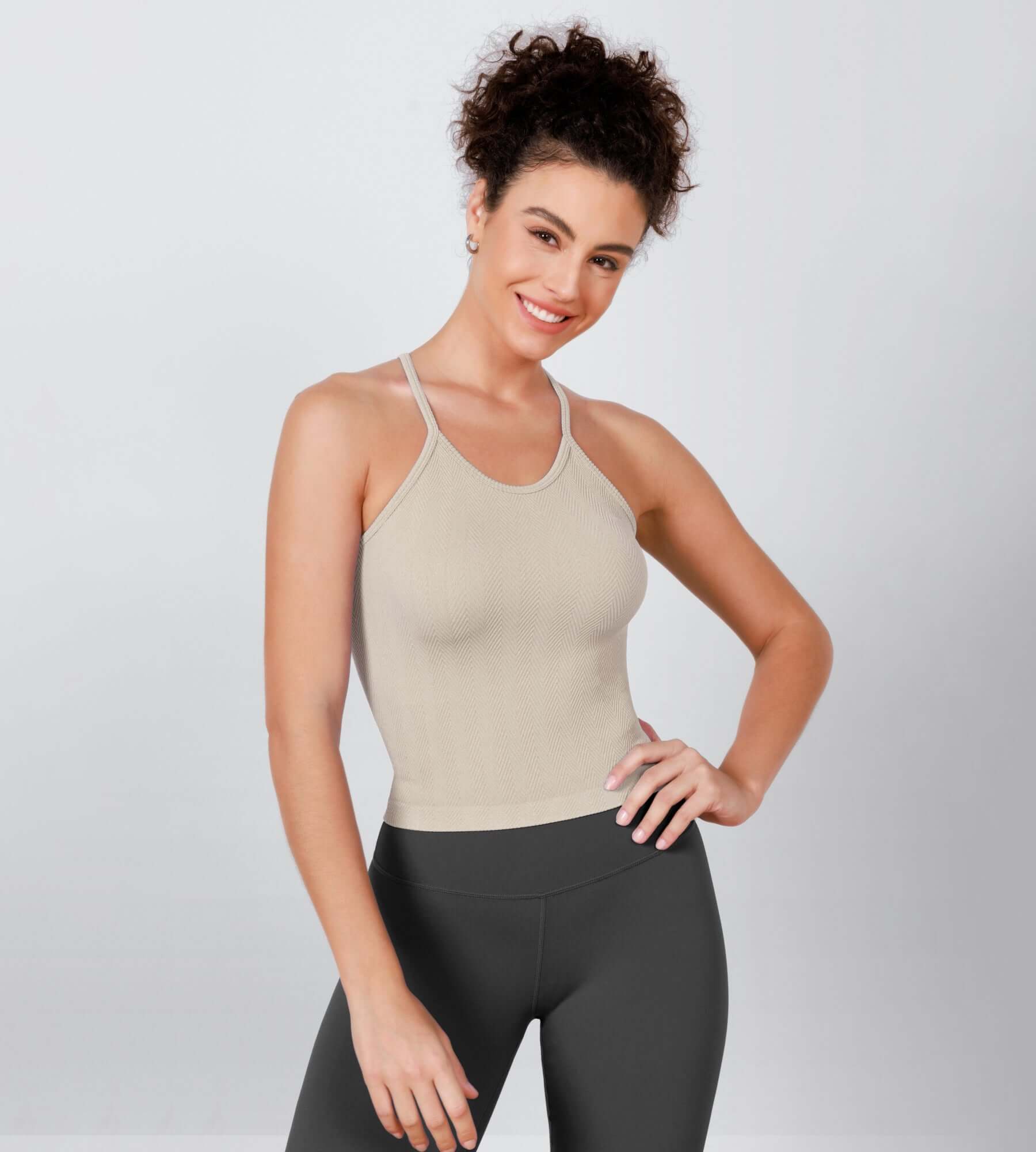 3-Pack Waist Length Herringbone Knit Seamless Soft Camisole Tank Tops - ododos