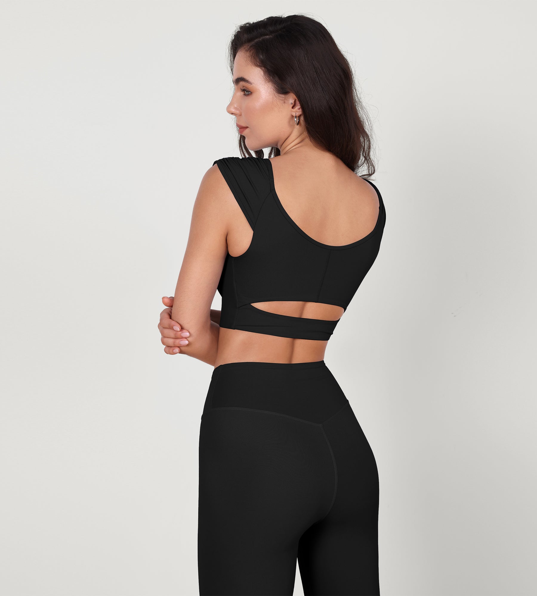 V-Neck Ruched Front Crop Tank - ododos