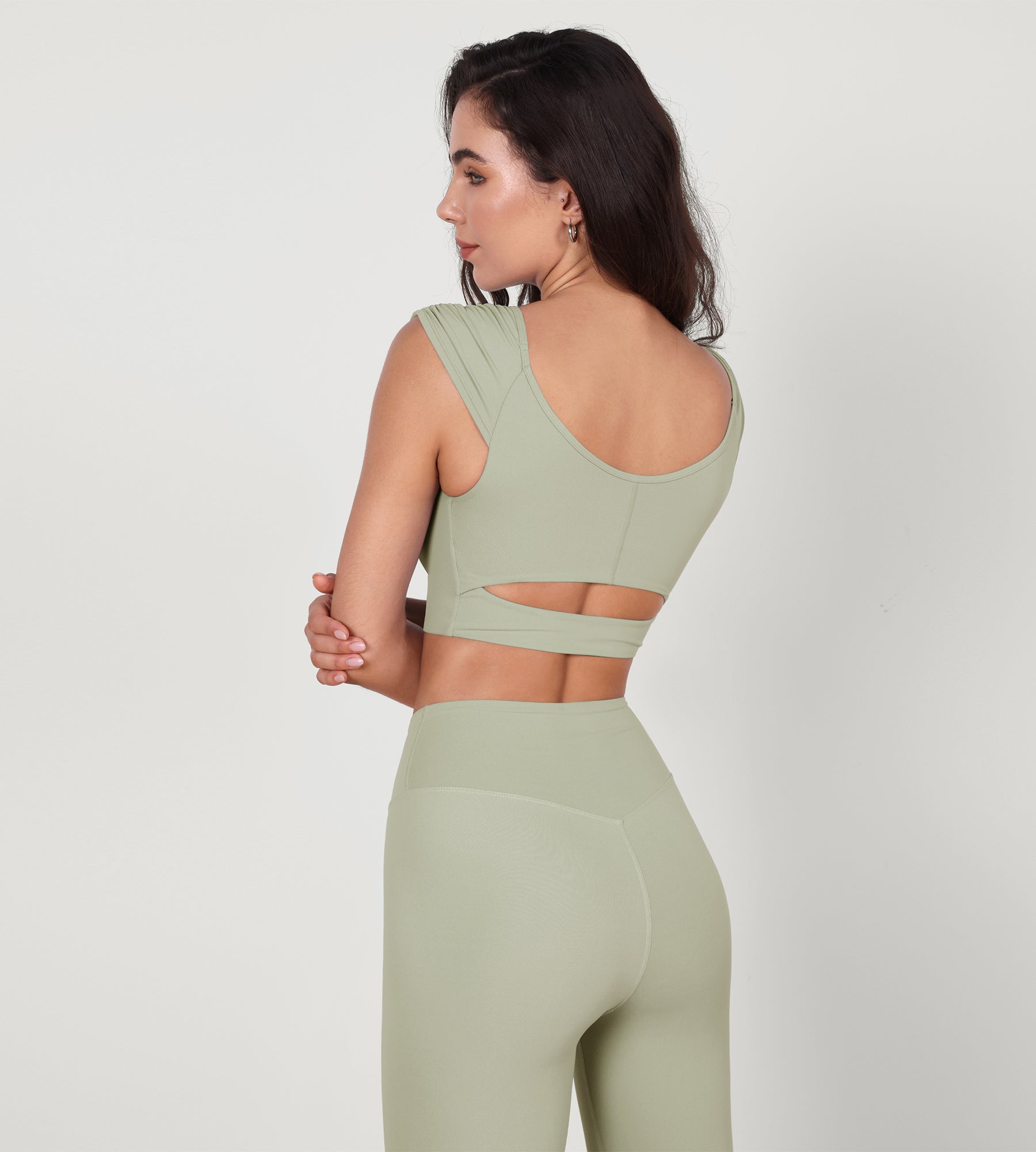 V-Neck Ruched Front Crop Tank - ododos