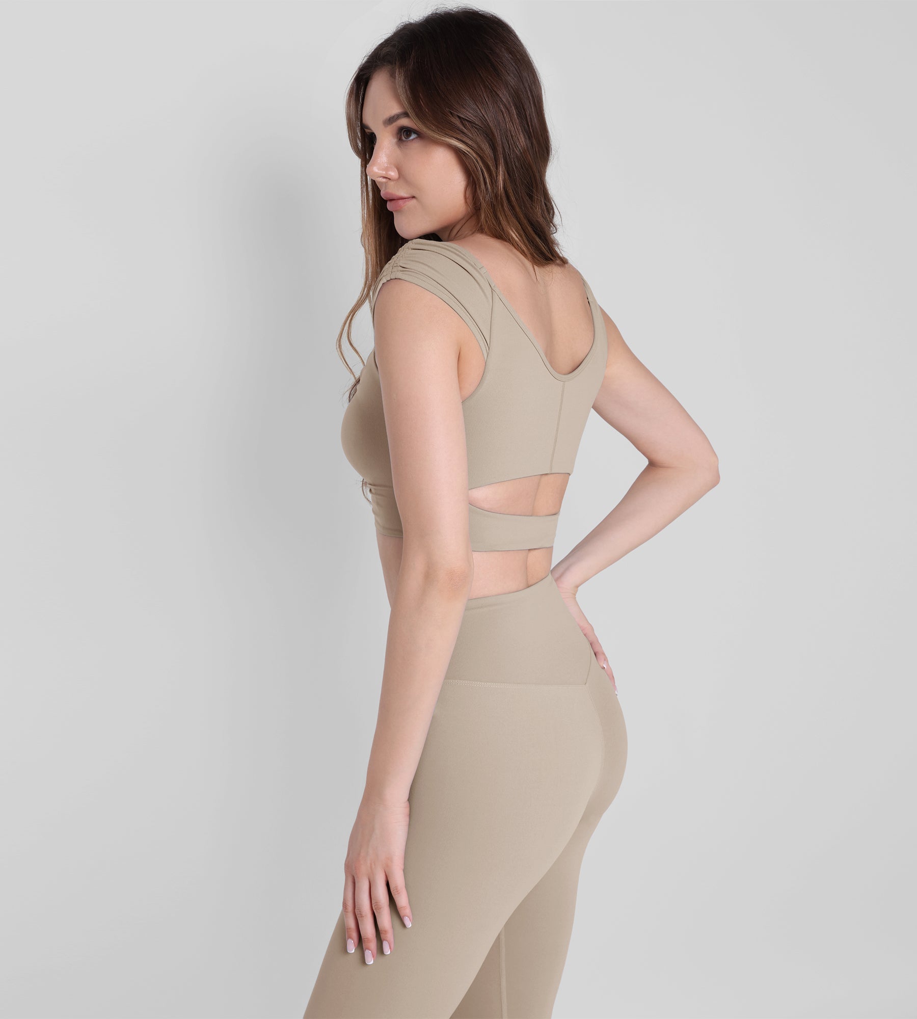 V-Neck Ruched Front Crop Tank - ododos