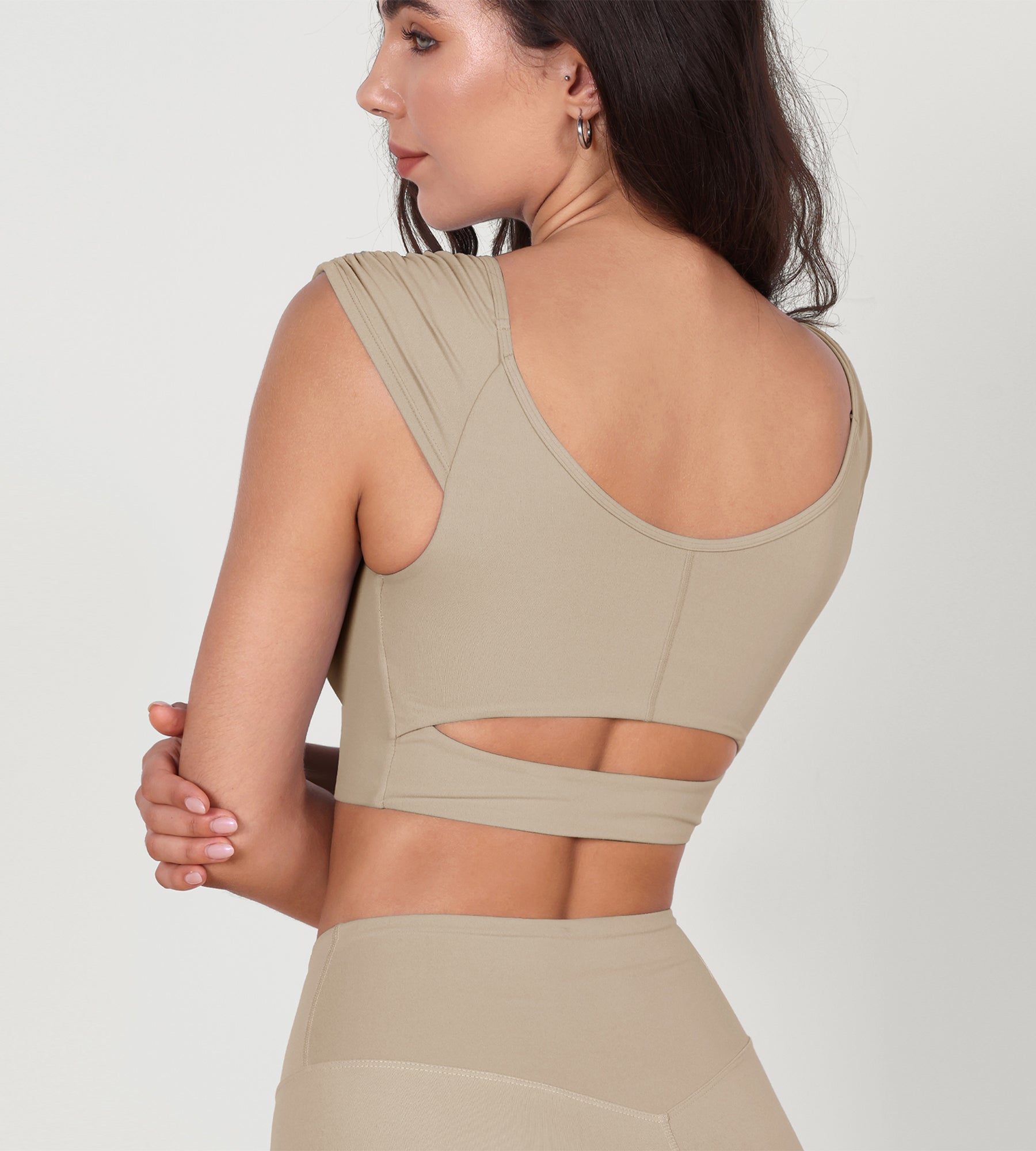V-Neck Ruched Front Crop Tank - ododos
