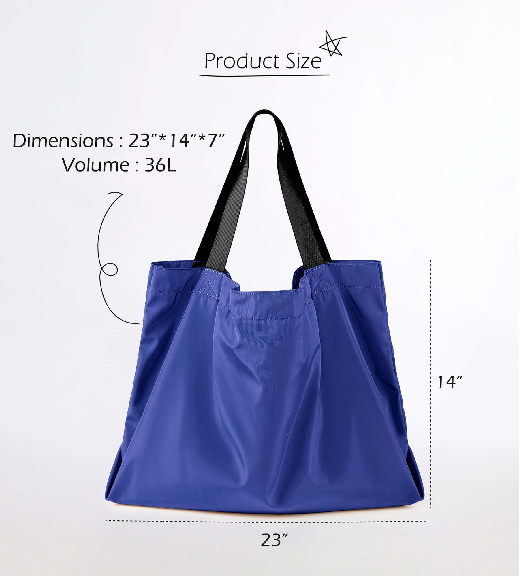 36L Lightweight Oversized Tote Bag - ododos