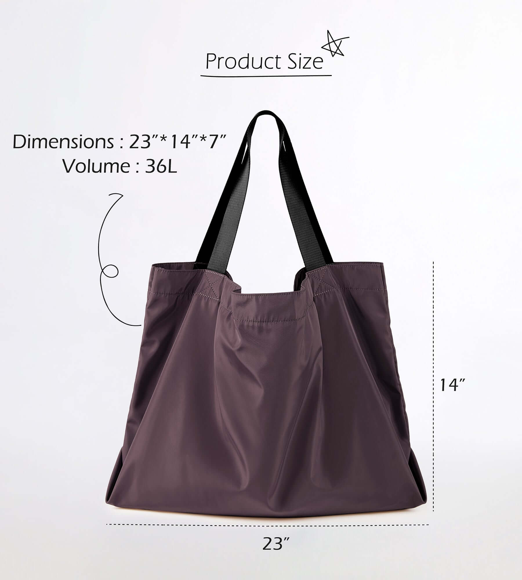 36L Lightweight Oversized Tote Bag - ododos