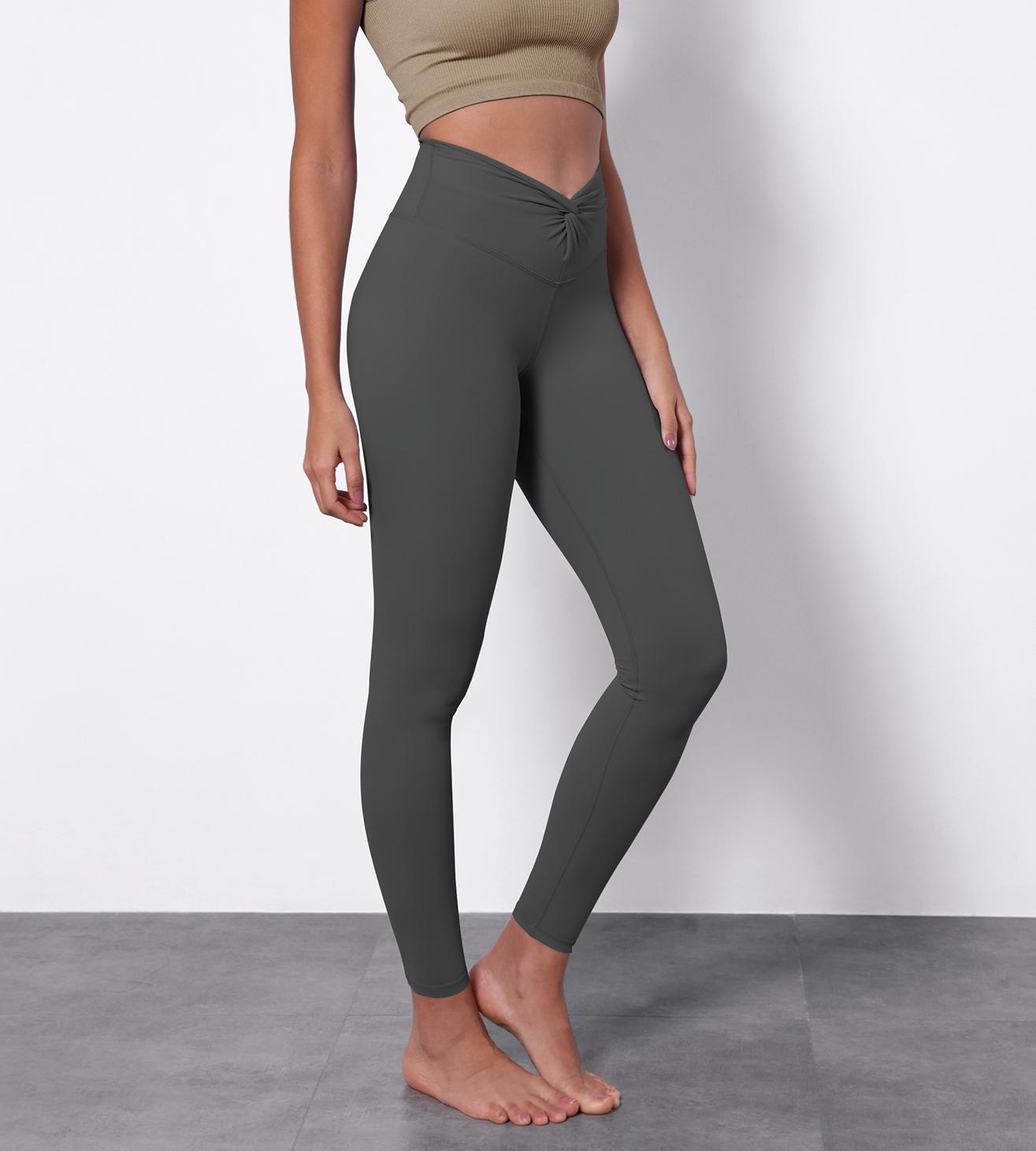 Buttery Soft Crossover Twist at Waist Yoga Leggings - ododos