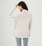 Drape Open Front Cozy Soft Cardigans Outerwear with Pockets Thumb Hole - ododos