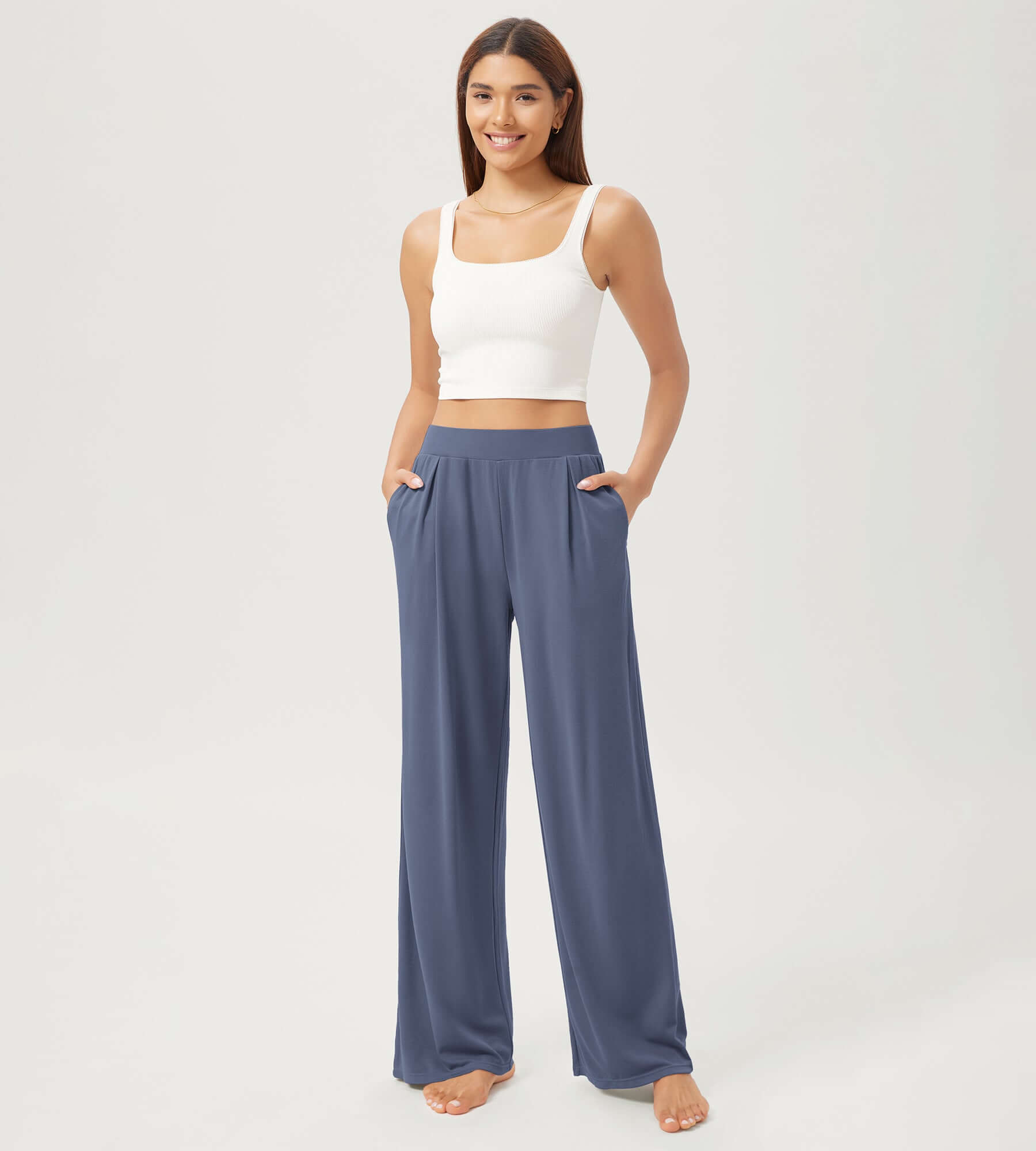 29 Drapey Soft WideHigh Waist Lounge Pants with Pockets - ododos