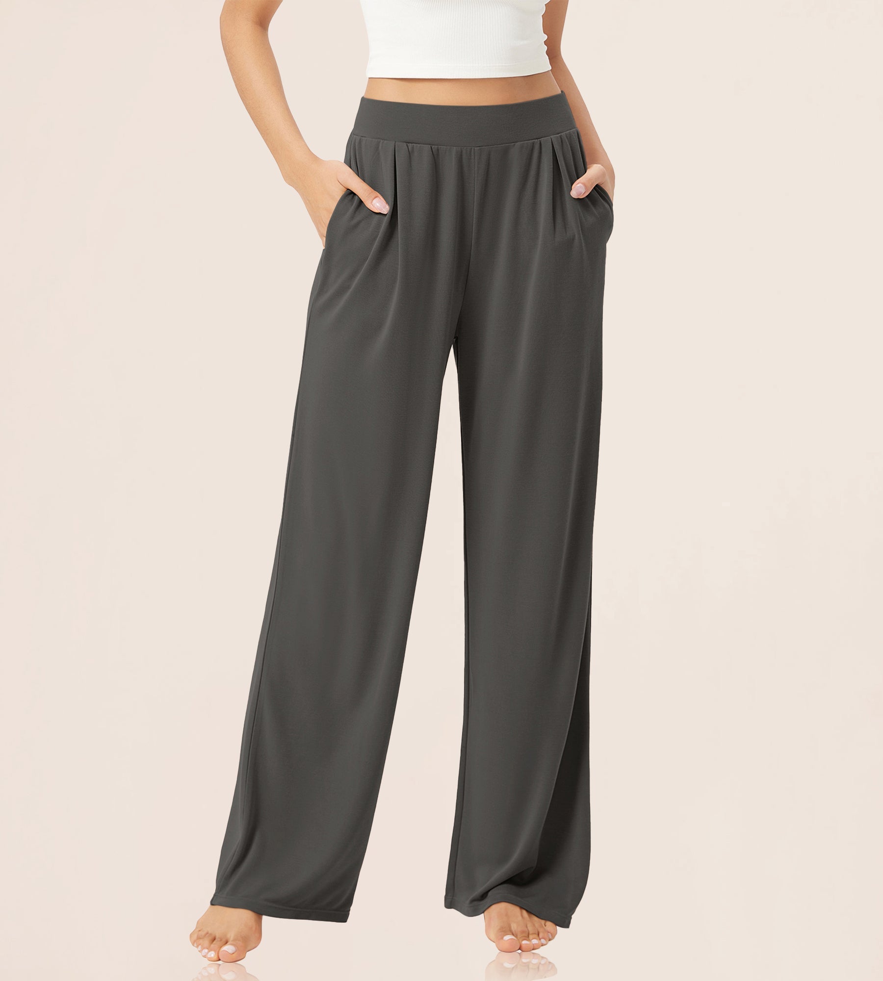 29 Drapey Soft WideHigh Waist Lounge Pants with Pockets - ododos