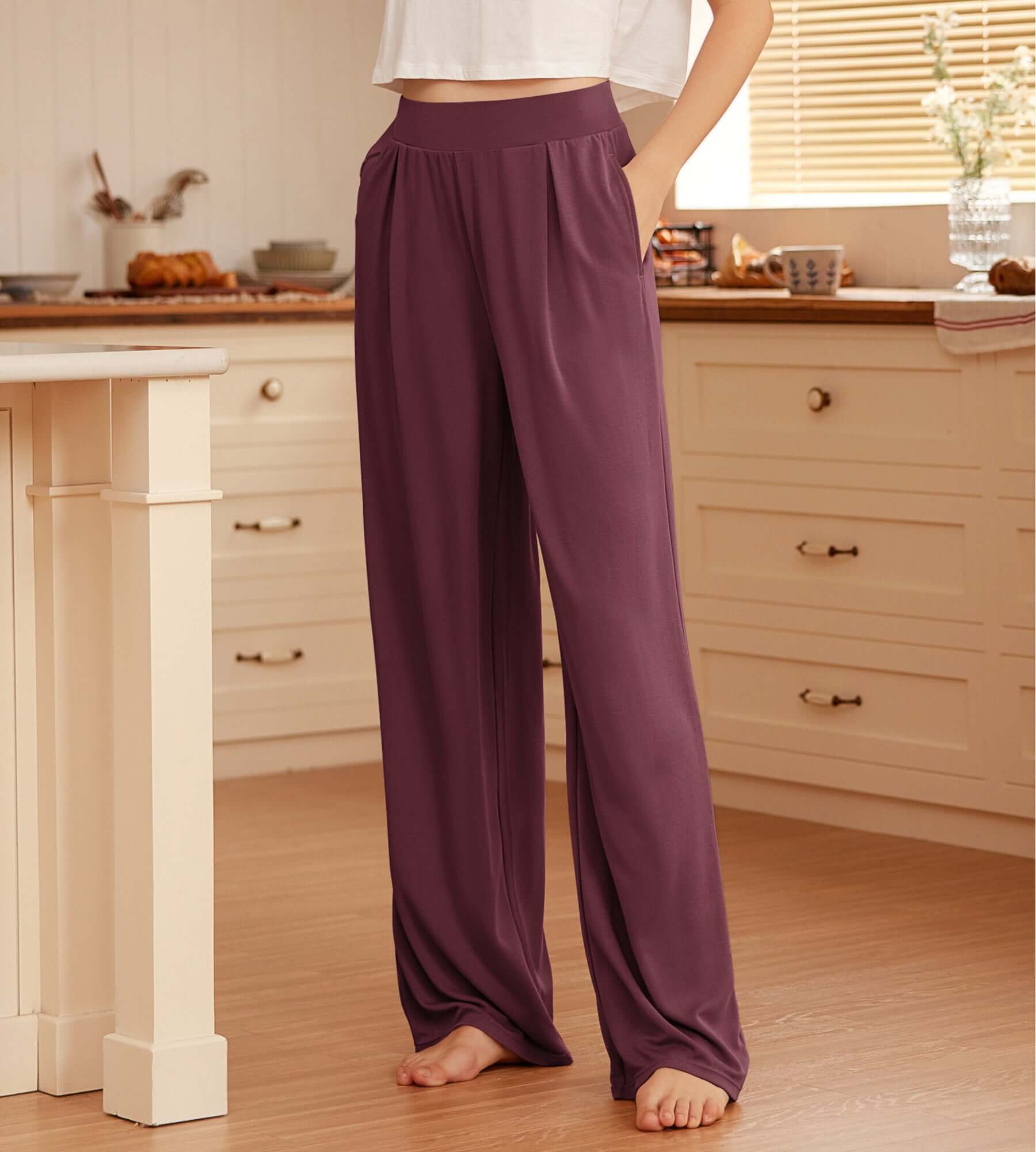 29 Drapey Soft WideHigh Waist Lounge Pants with Pockets - ododos