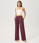 29" Drapey Soft WideHigh Waist Lounge Pants with Pockets - ododos