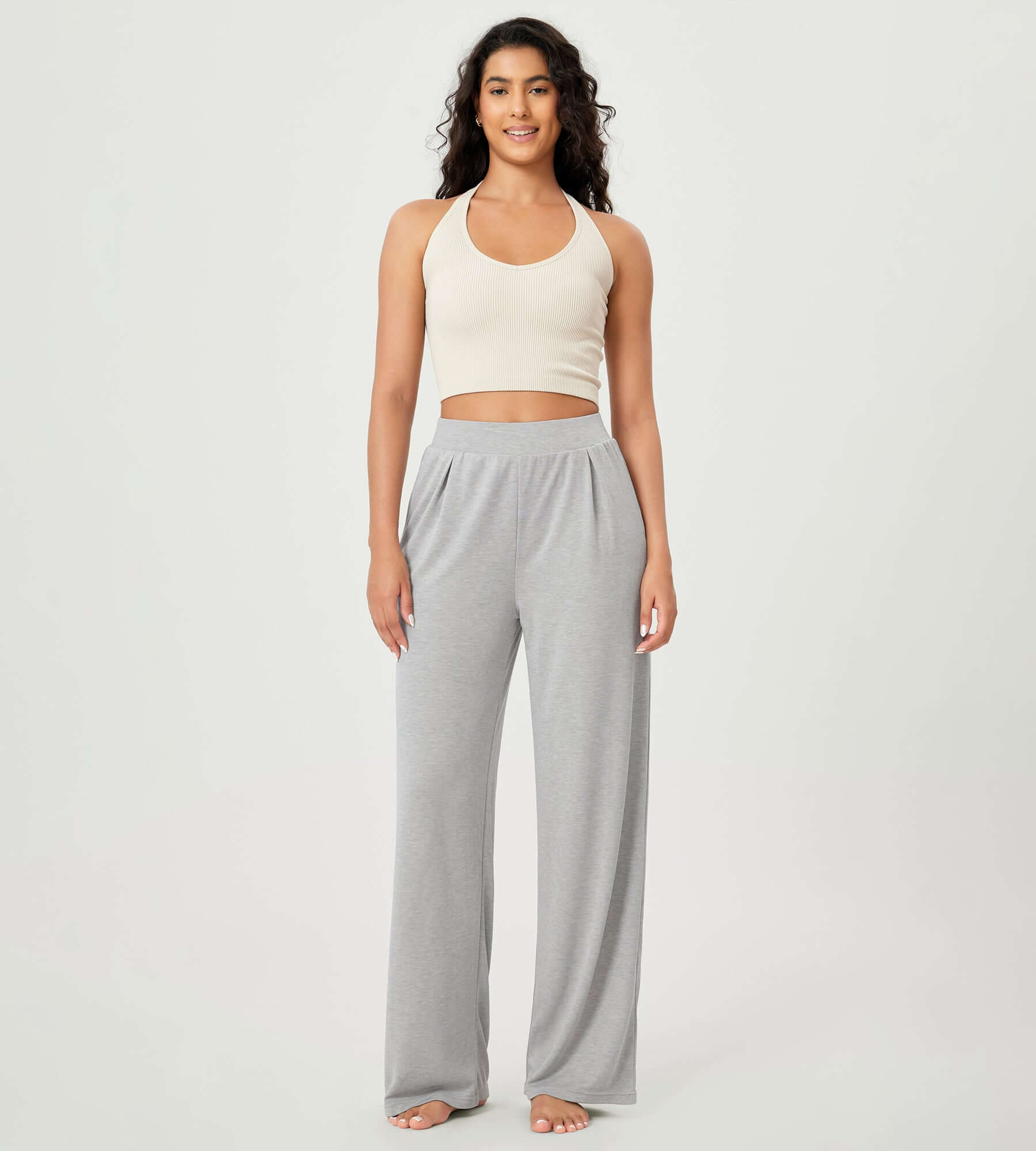 29" Drapey Soft WideHigh Waist Lounge Pants with Pockets - ododos