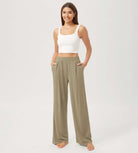 29" Drapey Soft WideHigh Waist Lounge Pants with Pockets - ododos