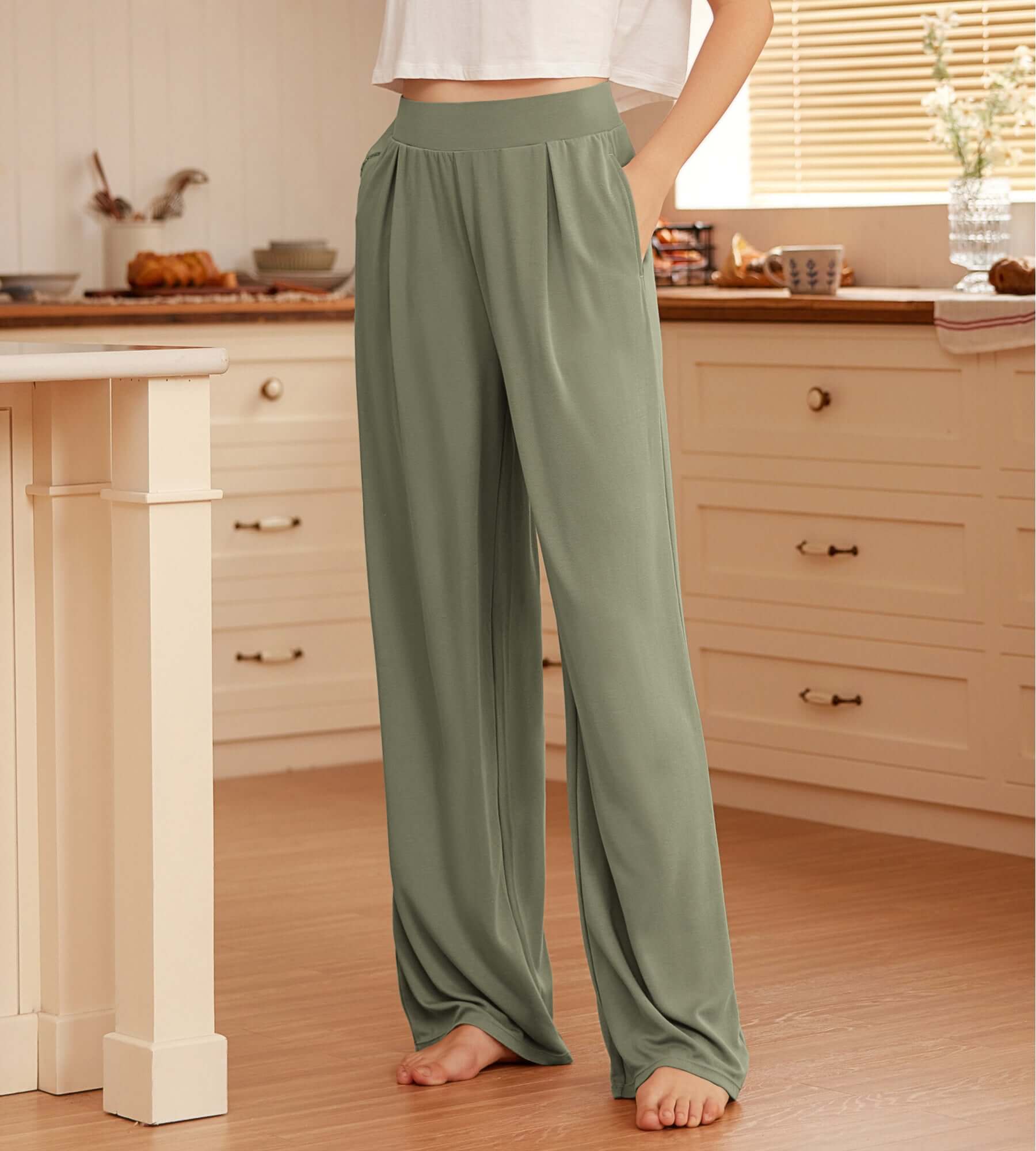 29 Drapey Soft WideHigh Waist Lounge Pants with Pockets - ododos