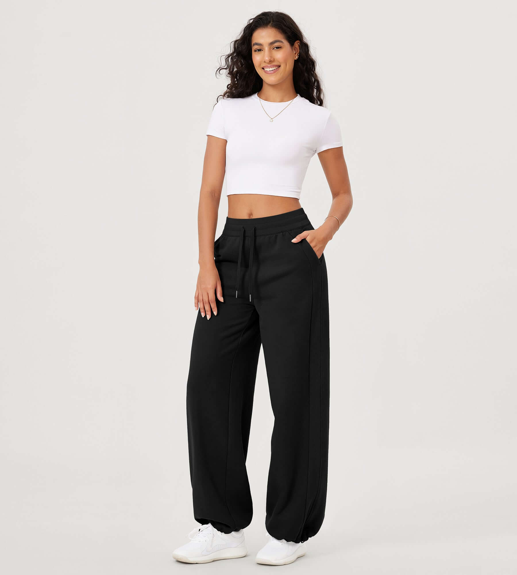 Fleece Lined Mid-Rise Relaxed Pull-On Jogger Pant with Pockets - ododos