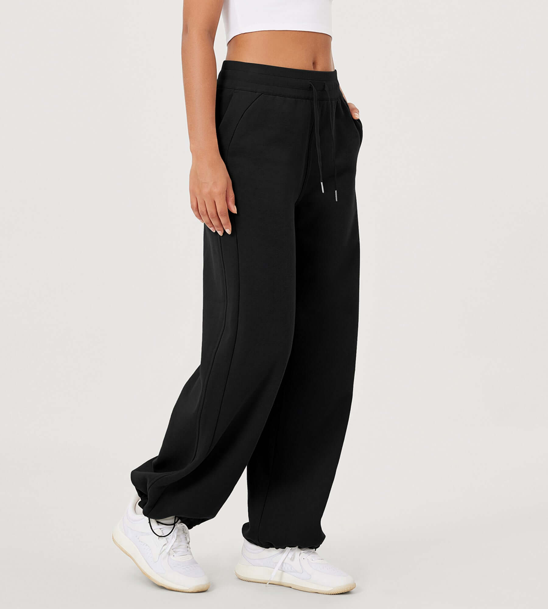 Fleece Lined Mid-Rise Relaxed Pull-On Jogger Pant with Pockets - ododos