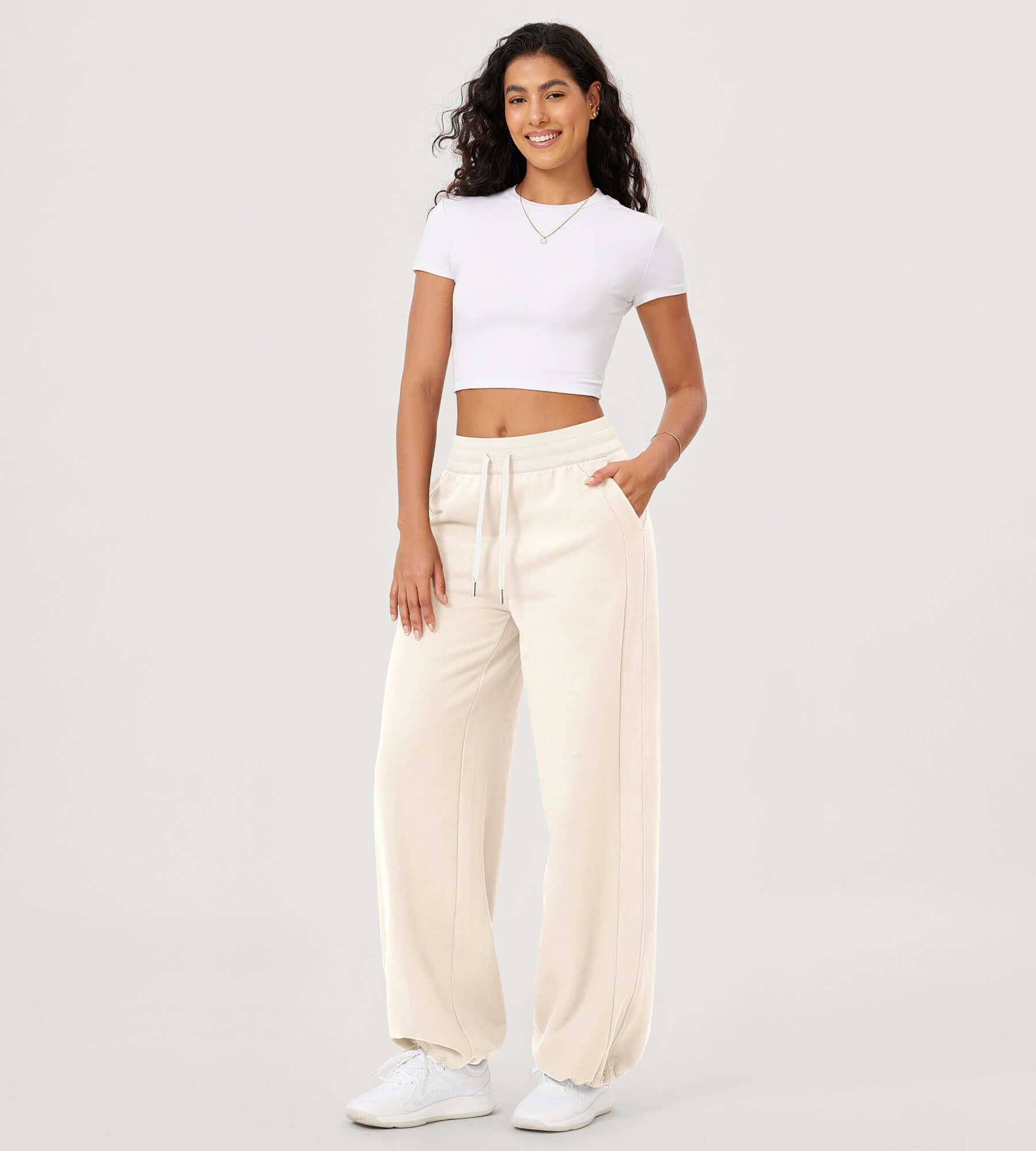 Fleece Lined Mid-Rise Relaxed Pull-On Jogger Pant with Pockets - ododos