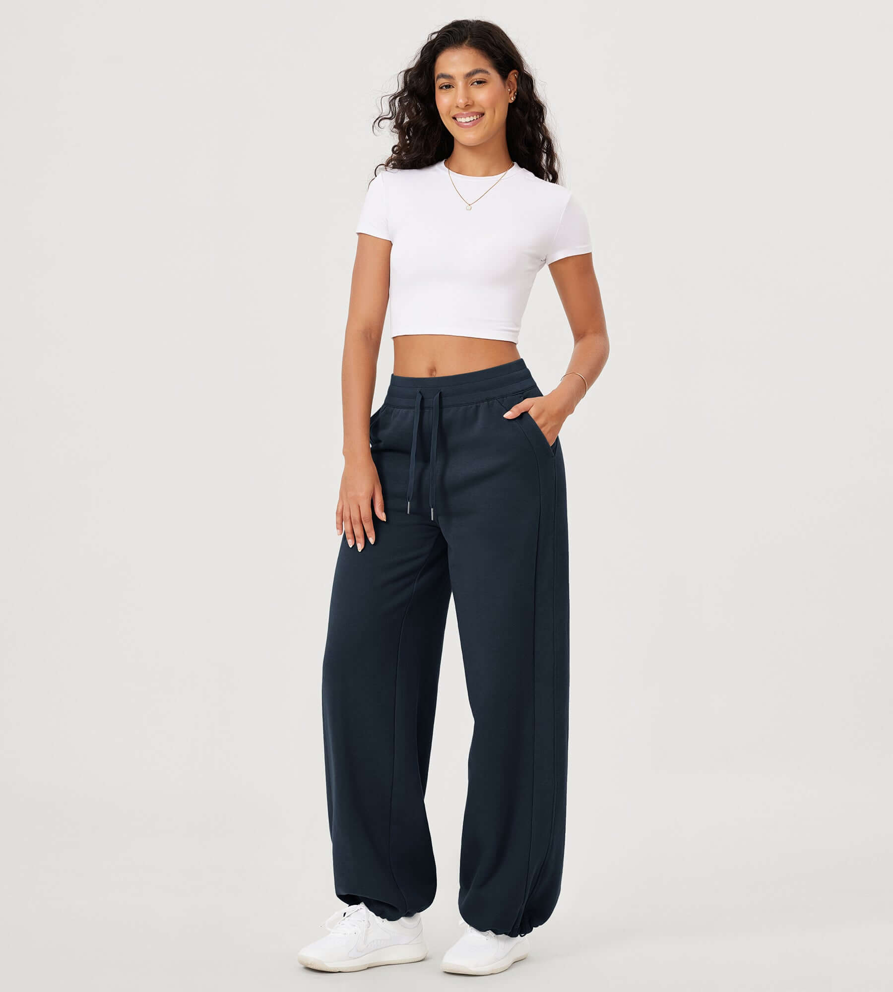 Fleece Lined Mid-Rise Relaxed Pull-On Jogger Pant with Pockets - ododos