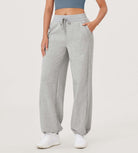 Fleece Lined Mid-Rise Relaxed Pull-On Jogger Pant with Pockets Heather Grey - ododos