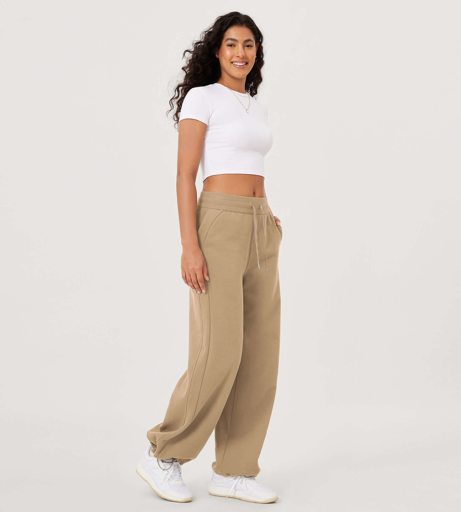 Fleece Lined Mid-Rise Relaxed Pull-On Jogger Pant with Pockets - ododos