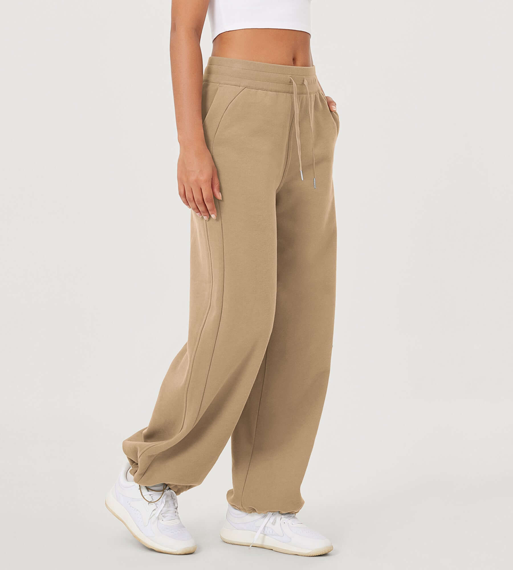 Fleece Lined Mid-Rise Relaxed Pull-On Jogger Pant with Pockets - ododos