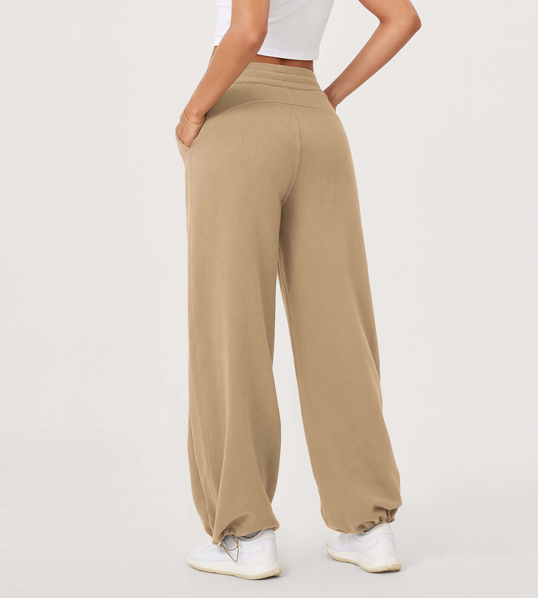 Fleece Lined Mid-Rise Relaxed Pull-On Jogger Pant with Pockets - ododos