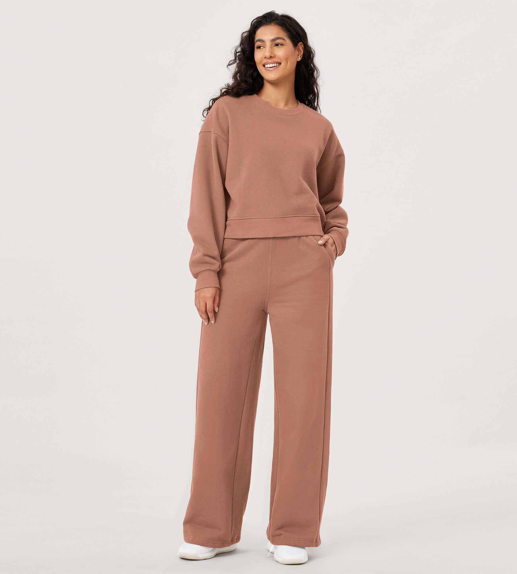 Fleece Lined Mid-Rise Relaxed Pull-On Jogger Pant with Pockets - ododos