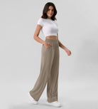 Chiffon Flowy Wide Leg Pants Dune - ododos