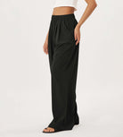 Wide Leg Crinkle Comfy High Waist Lounge Pants with Pockets - ododos