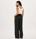 Wide Leg Crinkle Comfy High Waist Lounge Pants with Pockets - ododos