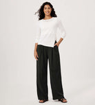 Wide Leg Crinkle Comfy High Waist Lounge Pants with Pockets - ododos